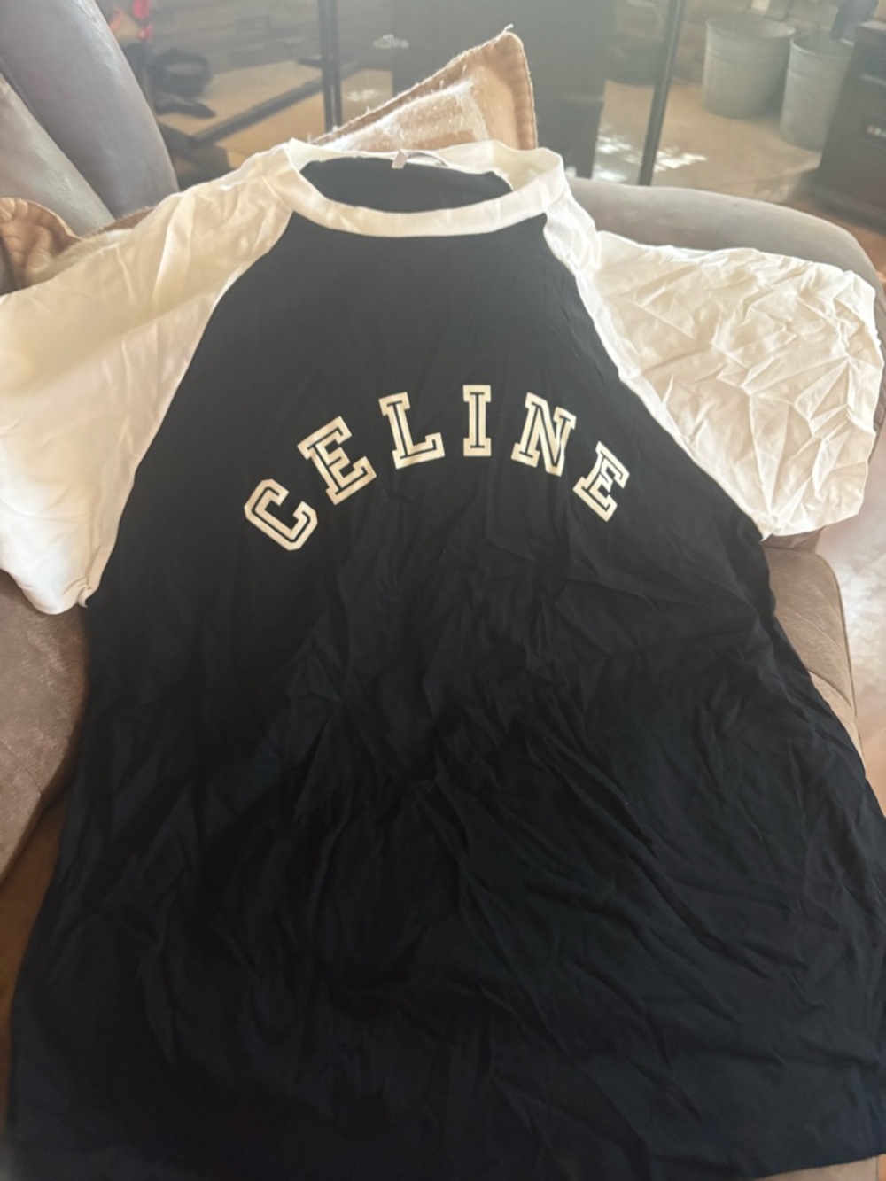Celine Black and White Baseball-Style Tee Size XL - Picture 4 of 11